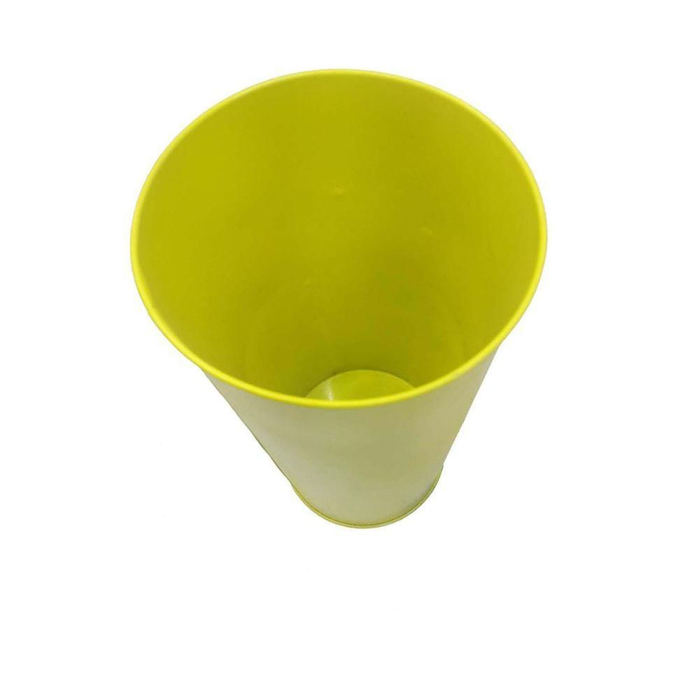 Vaso Metal Enfeite Varanda Borboleta Flor Amarelo