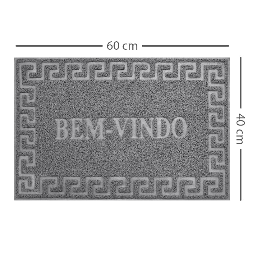 1 Tapete Porta Capacho Bem Vindo Antiderrapante PVC Cz 40x60