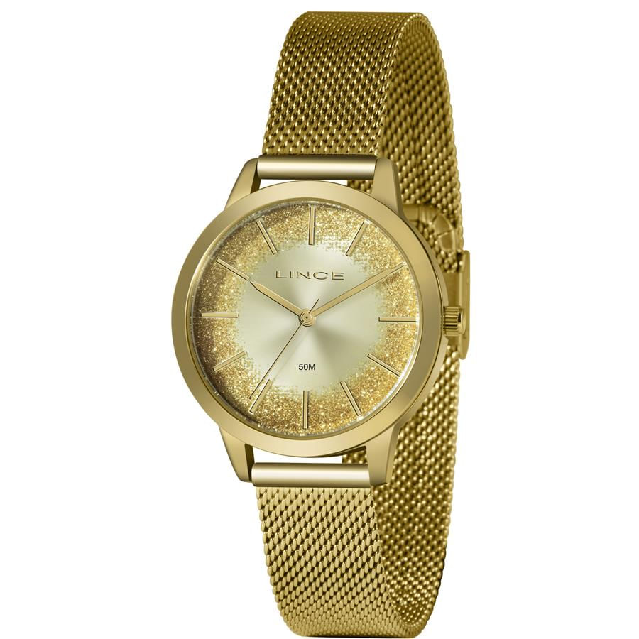 Relógio Lince Feminino Ref:Lrg4678l C1kx Glitter Dourado