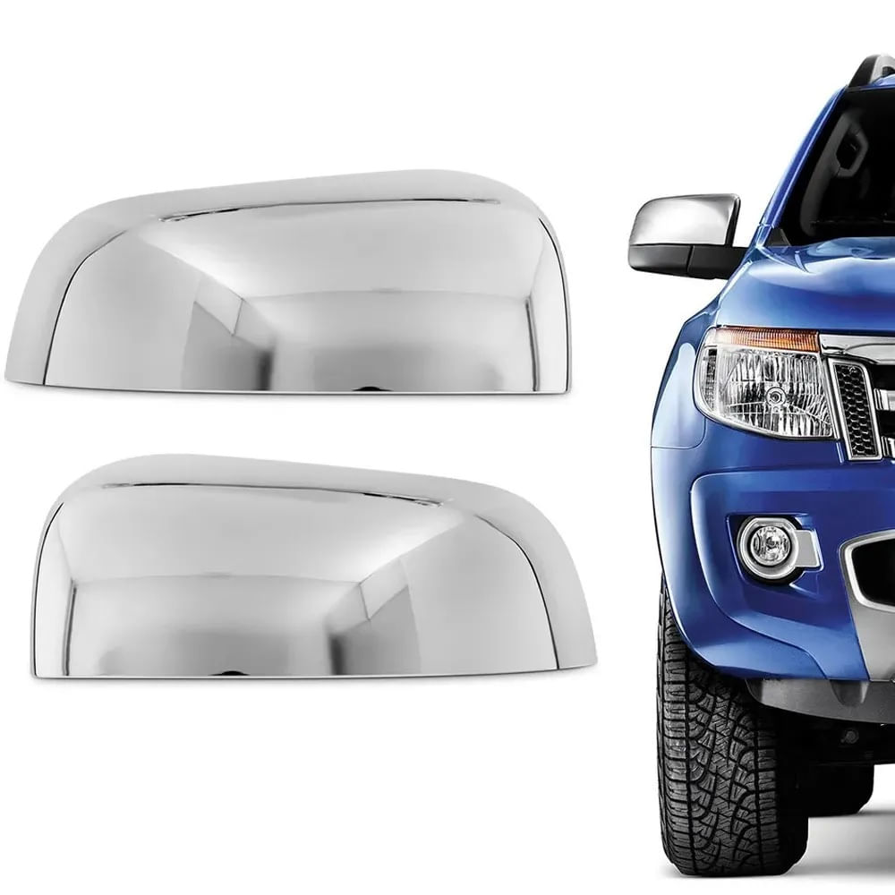 Jogo Aplique Capa Cromada Retrovisor Ford Ranger 2014