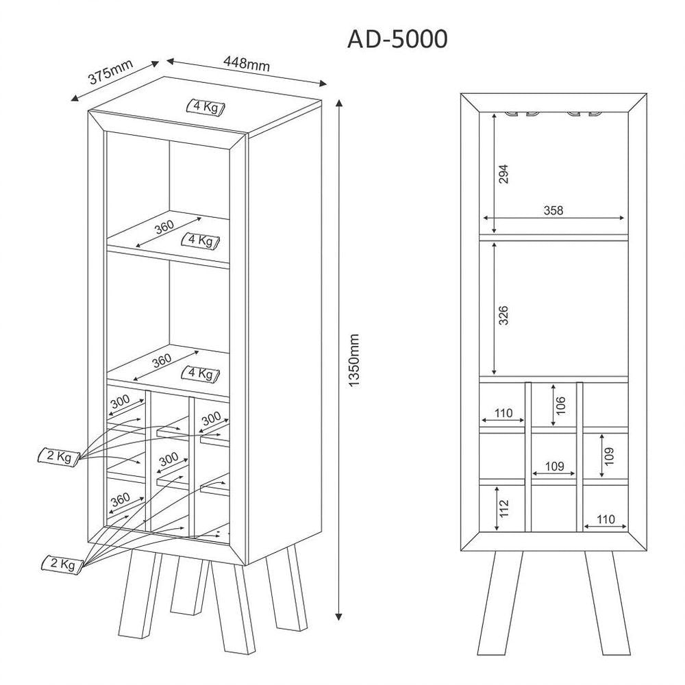 Adega Bar Multiuso Ad5000 Branco Tecno Mobili