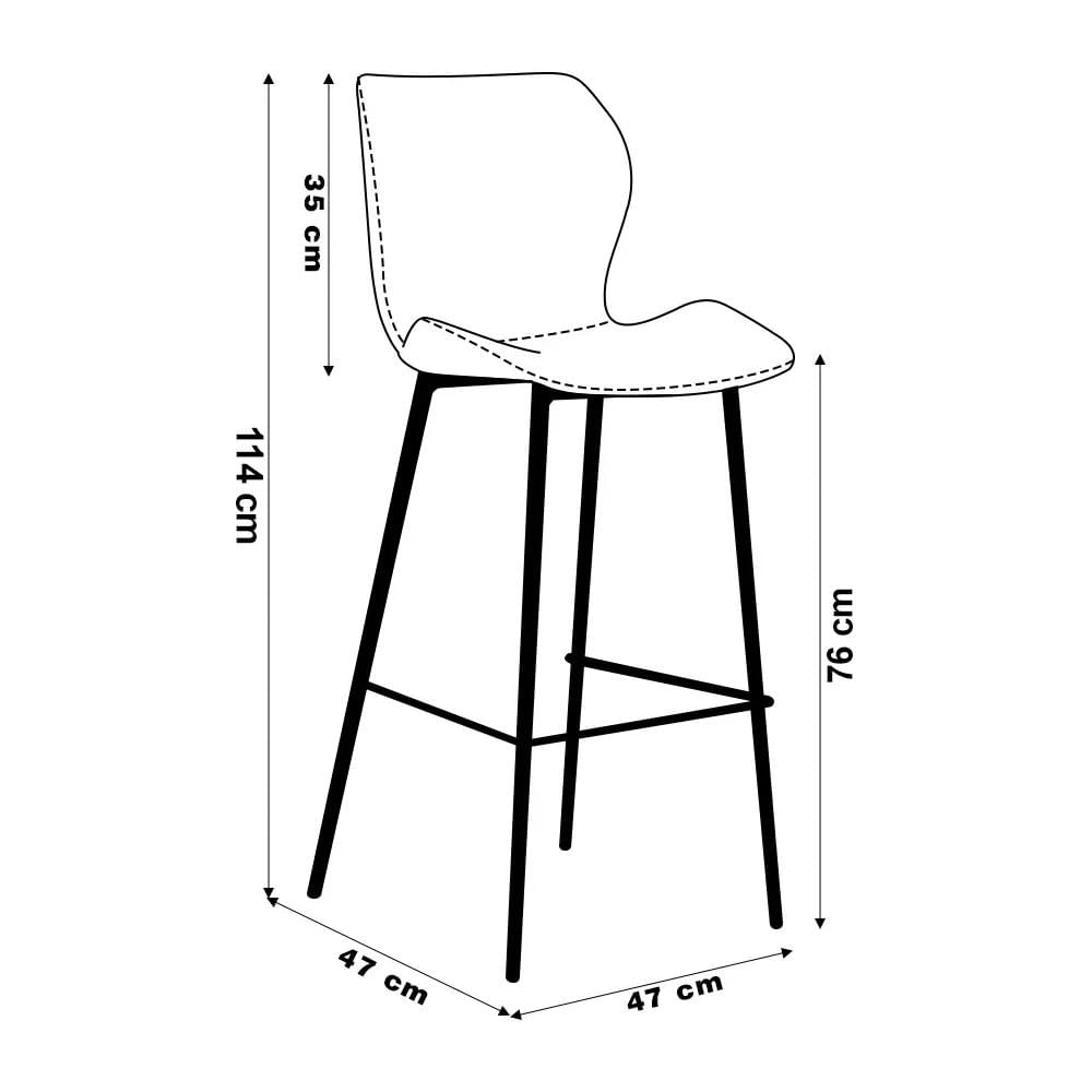 Kit 2 Banquetas Alta com Encosto para Bancada Cozinha Penha R02 Sintético Cinza Grafite - Mpozenato