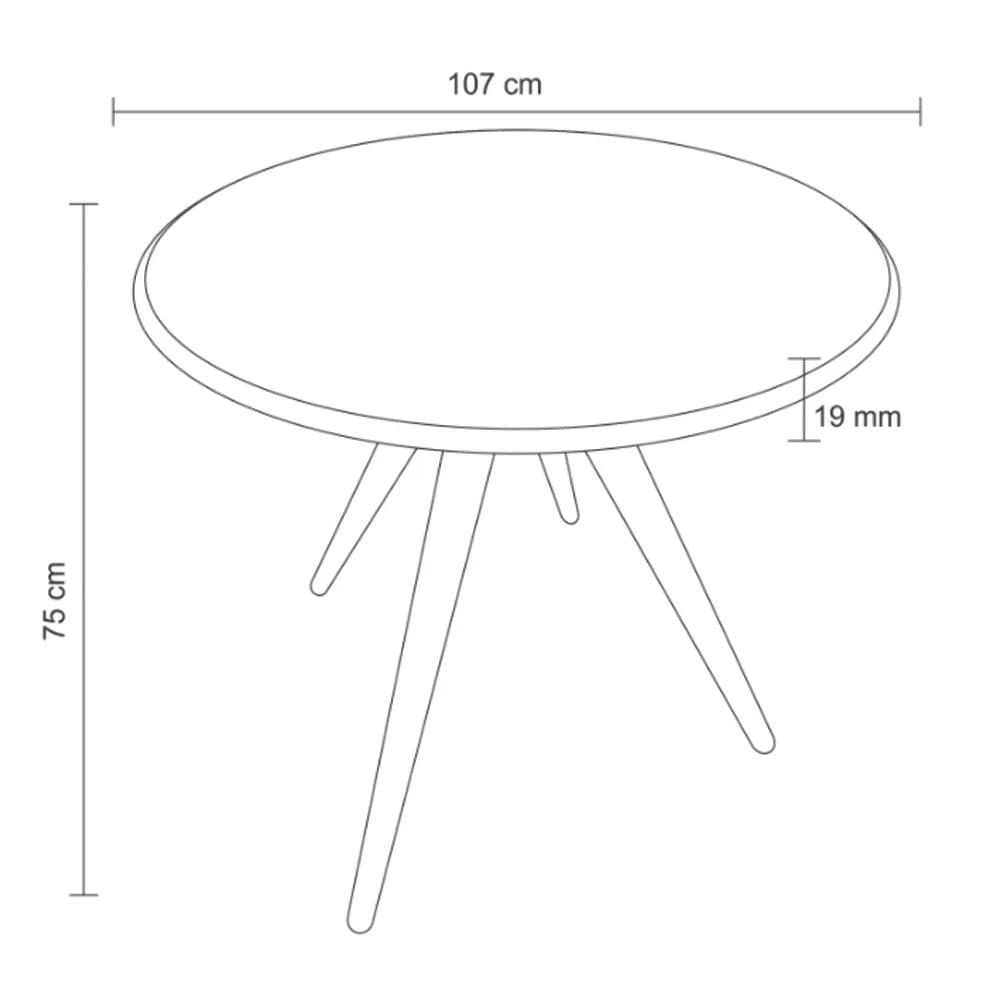 Mesa de Jantar 4 Lugares Redonda 107cm 100%MDF Grécia R02 Nogueira - Mpozenato