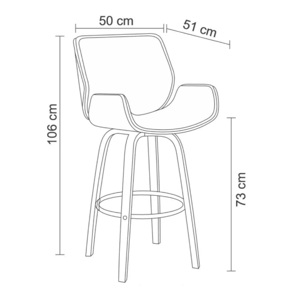 Kit 5 Banquetas Alta Giratória com Encosto Base Madeira Argo R02 Sintético Branco - Mpozenato