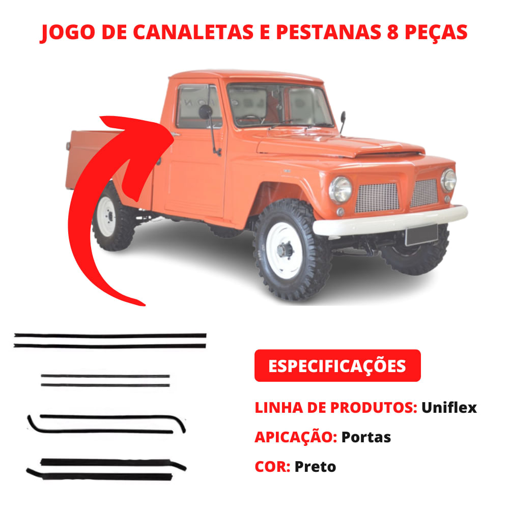 Canaletas E Pestanas P/ Porta Rural Willys De 1967 Até 1977