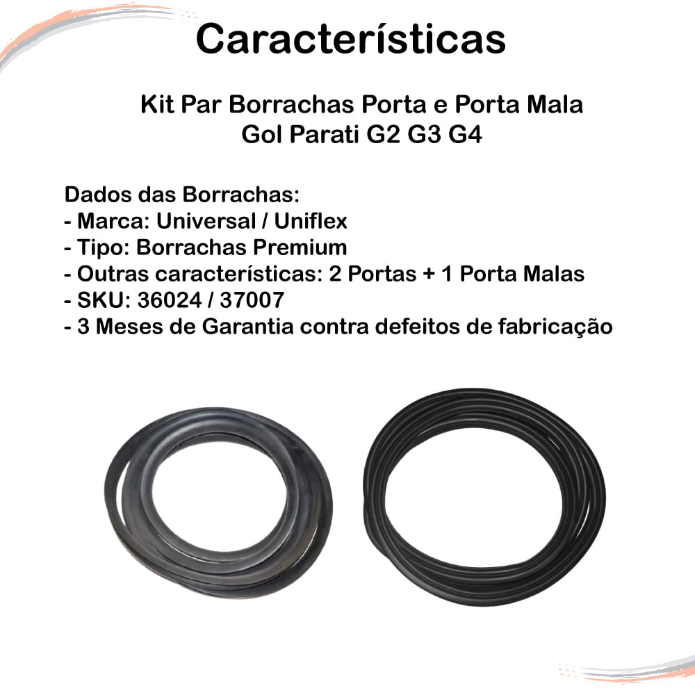 Kit Par Borrachas Porta e Porta Mala Gol Parati G2 G3 G4