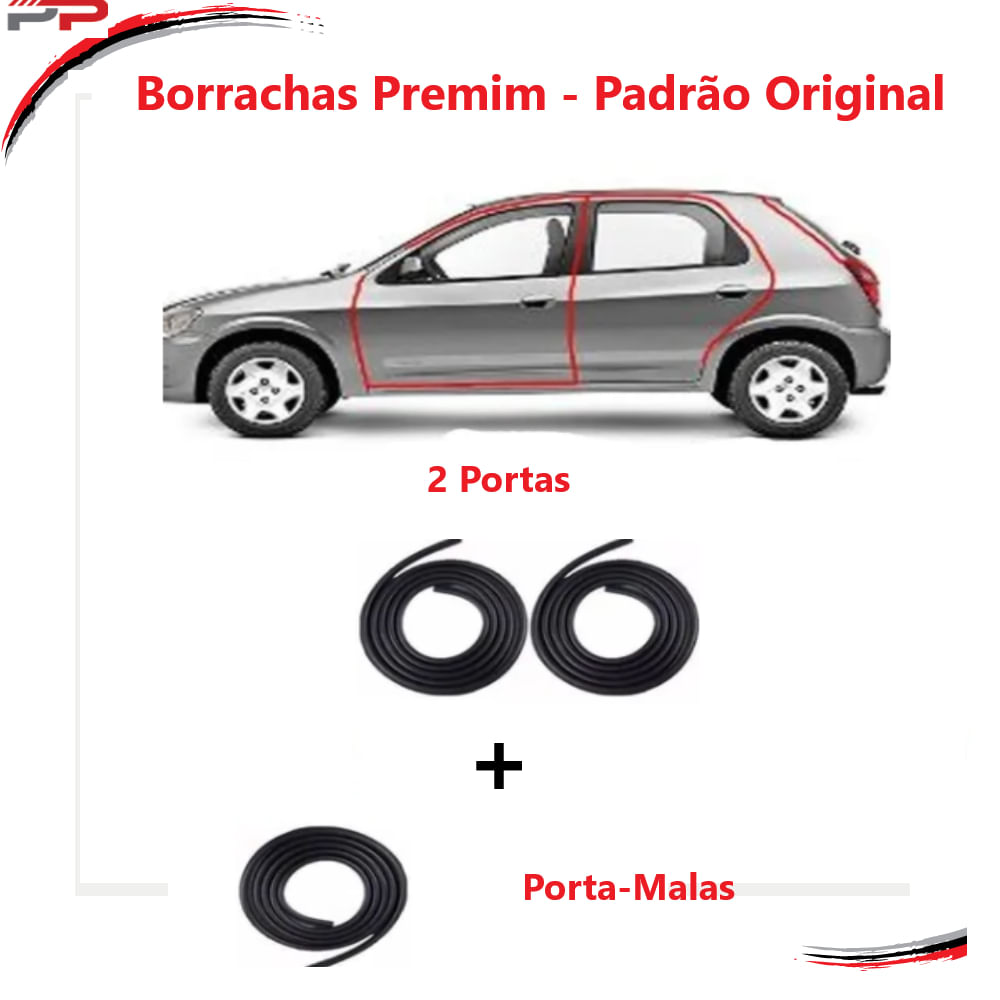 Kit Borracha Porta e Porta-Malas Corsa Celta Prisma 2 Portas