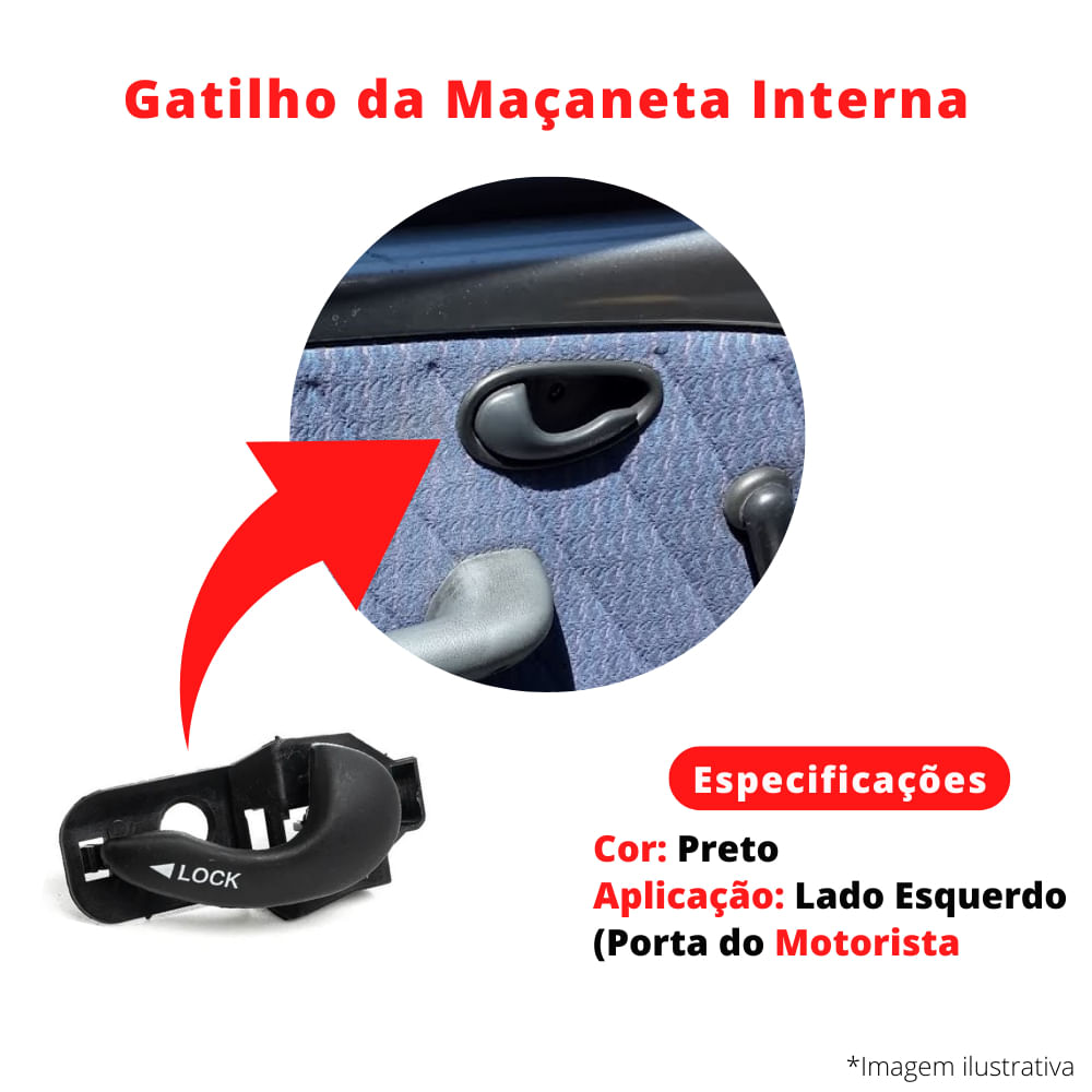 Maçaneta Interna Gatilho Puxador Esquerdo Strada 1996 Até 07