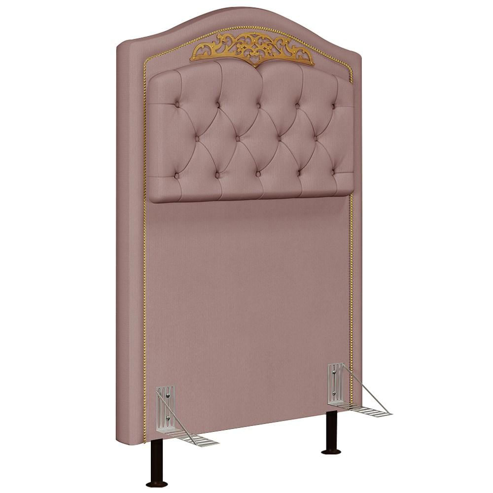 Cabeceira Cama Box Solteiro 90cm com Tachas Imperial Veludo J02 Rosê - Mpozenato