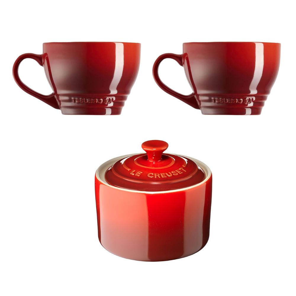 KIT LE CREUSET AÇUCAREIRO E 2 CANECAS BISTRÔ 400 ML