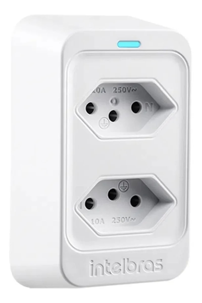 Tomada Dupla Protetor Elétrico Contra Surtos Intelbras Eps 302 Bivolt Branco