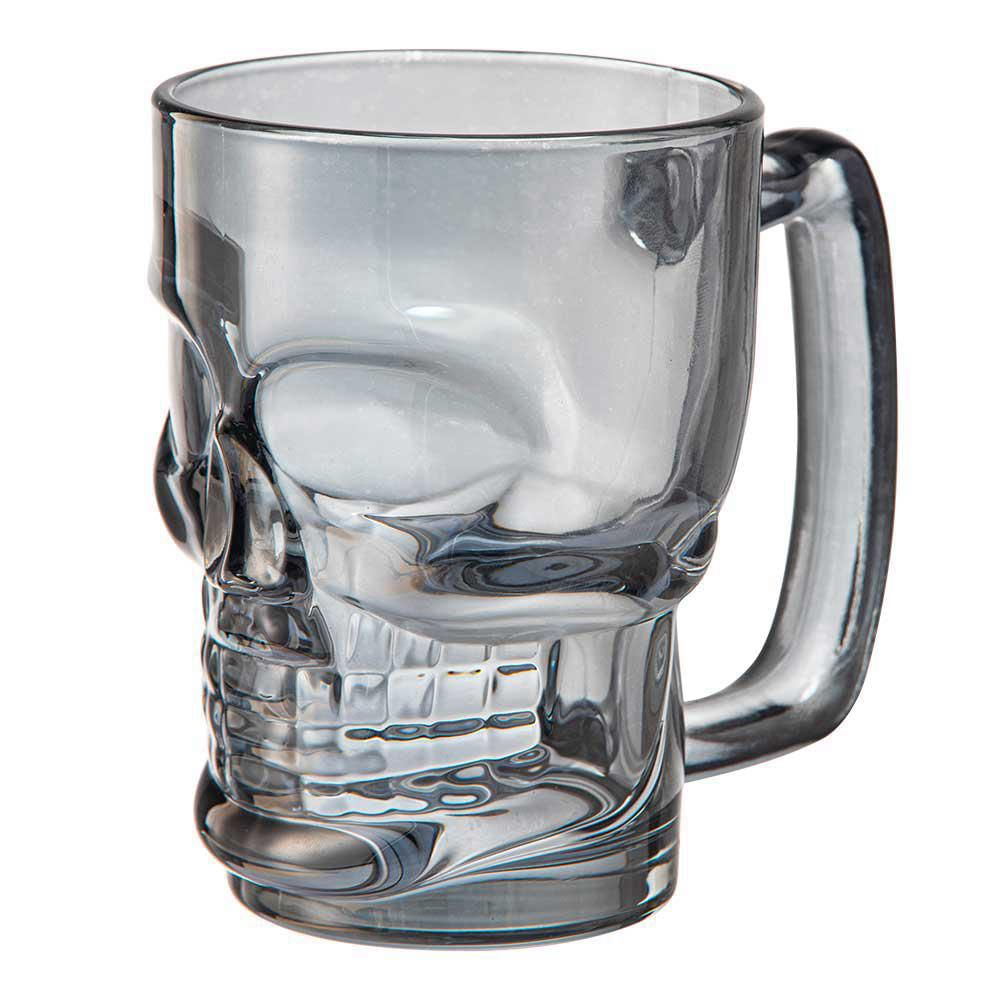 Caneca Skull P/ Cerveja Vidro Caveira 380ml Cinza Bohemia