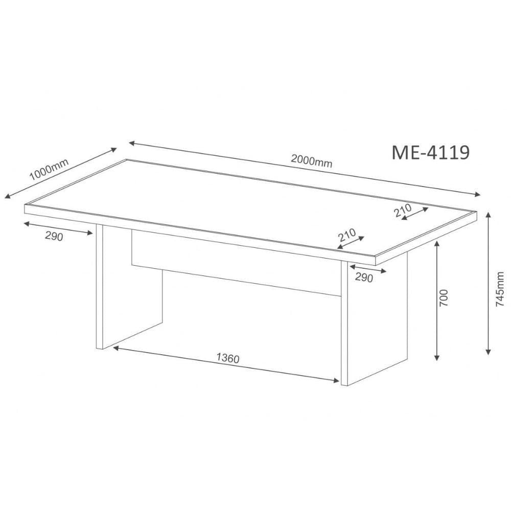 Mesa Diretor Escritório Me4119 Amêndoa - Tecno Mobili