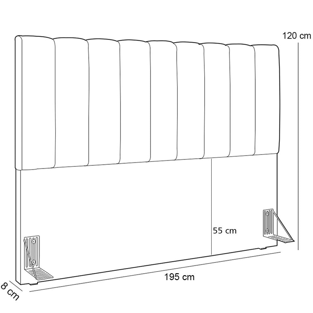 Cabeceira Cama Box Casal King 195 cm Dália W01 Couríssimo Whisky - Lyam Decor