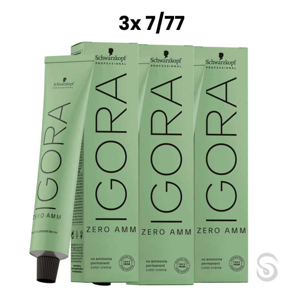 Igora Zero Amm 3x7/77 Louro Médio Cobre 60ml