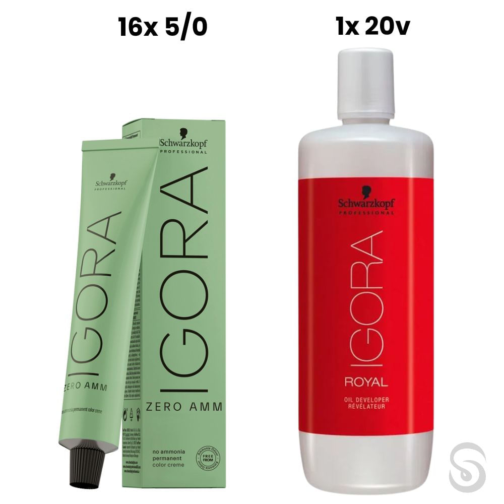 Igora Zero Amm 16x5/0 Castanho Claro 60 ml + 1 Ox 20 VOL