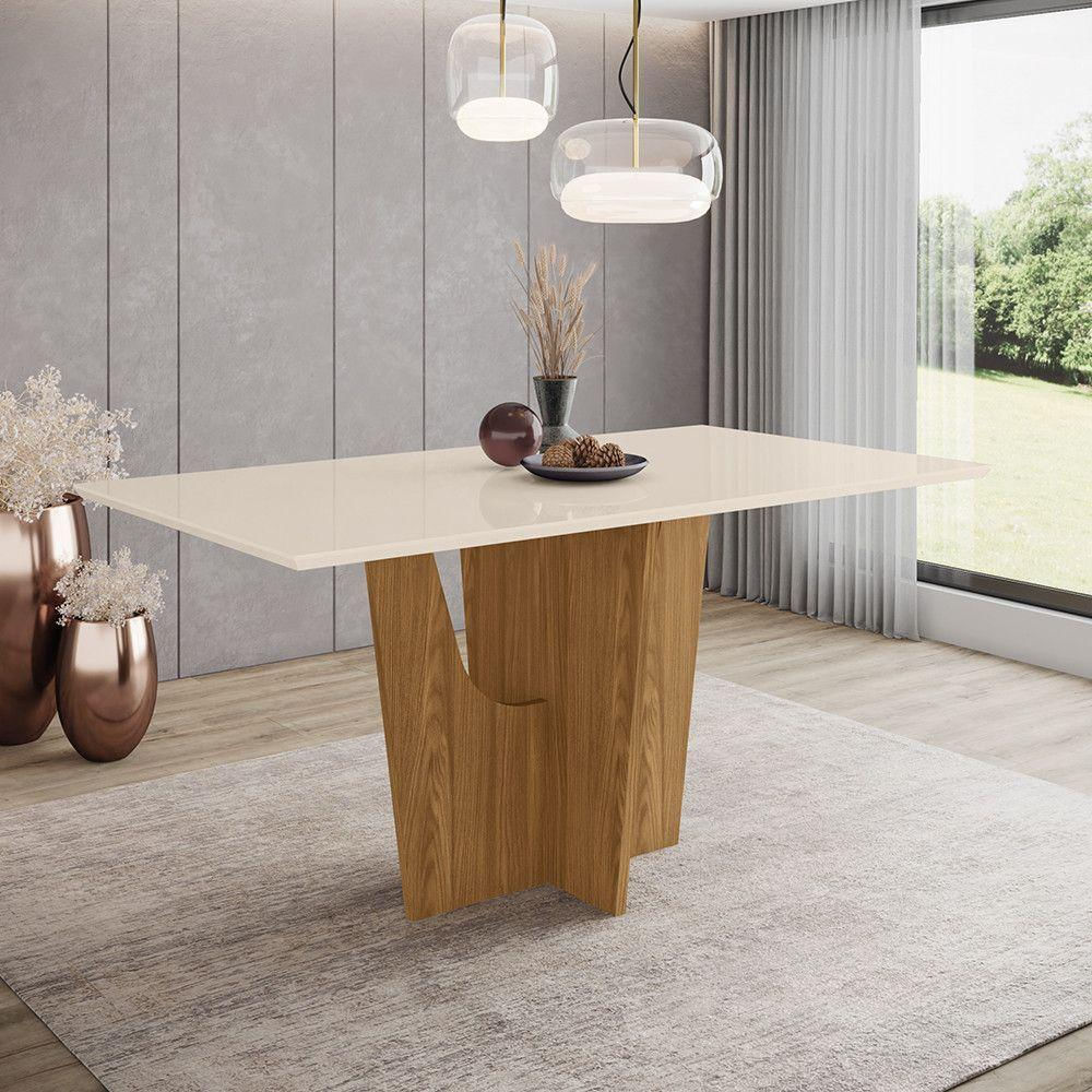 Mesa De Jantar Com Tampo Mdf 160 Cm Vértice Henn Off White