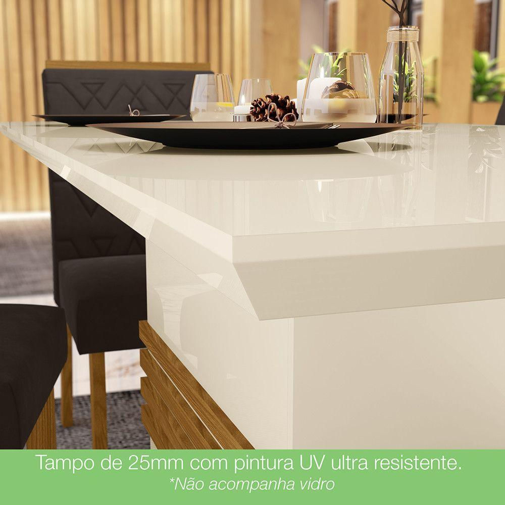 Conjunto Sala De Jantar Mesa 120 Cm Tampo Mdf 4 Cadeiras Nature Com Off White E Marrom Expresso