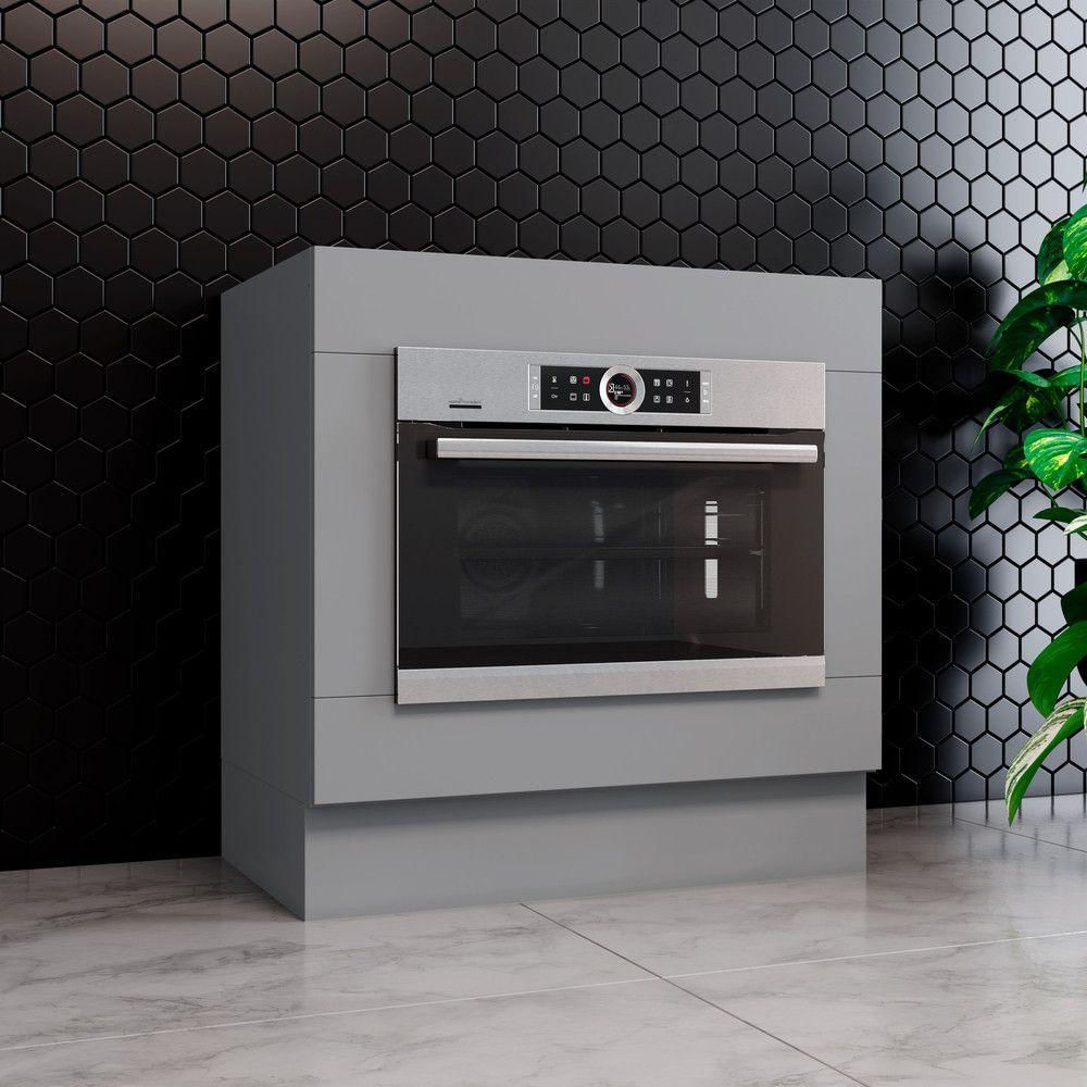 Balcão De Cozinha Forno De Embutir 80 Cm Amy Casa 812 Cinza