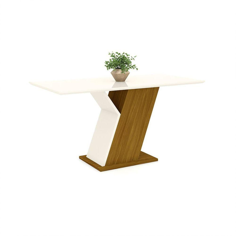 Mesa de Jantar 160cm Vidro 6 Cadeiras Nature Off White/Linho