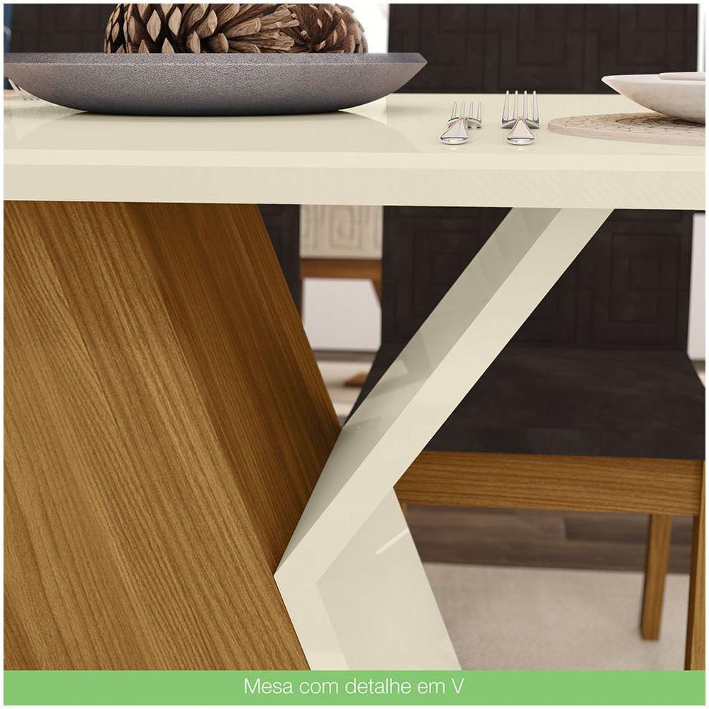 Mesa De Jantar Com Tampo Em Mdf 160cm Kesha Casa 812 Nature Com Off White