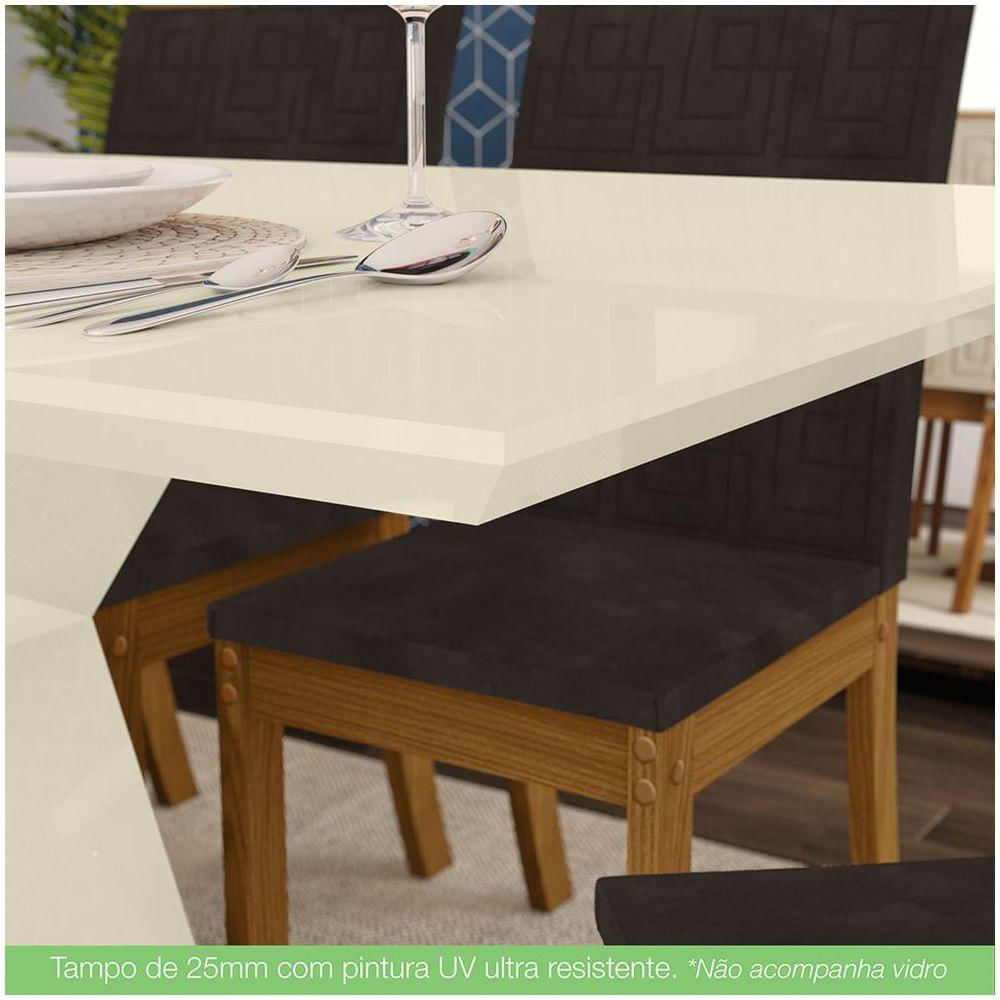 Mesa De Jantar Com Tampo Em Mdf 160cm Kesha Casa 812 Nature Com Off White