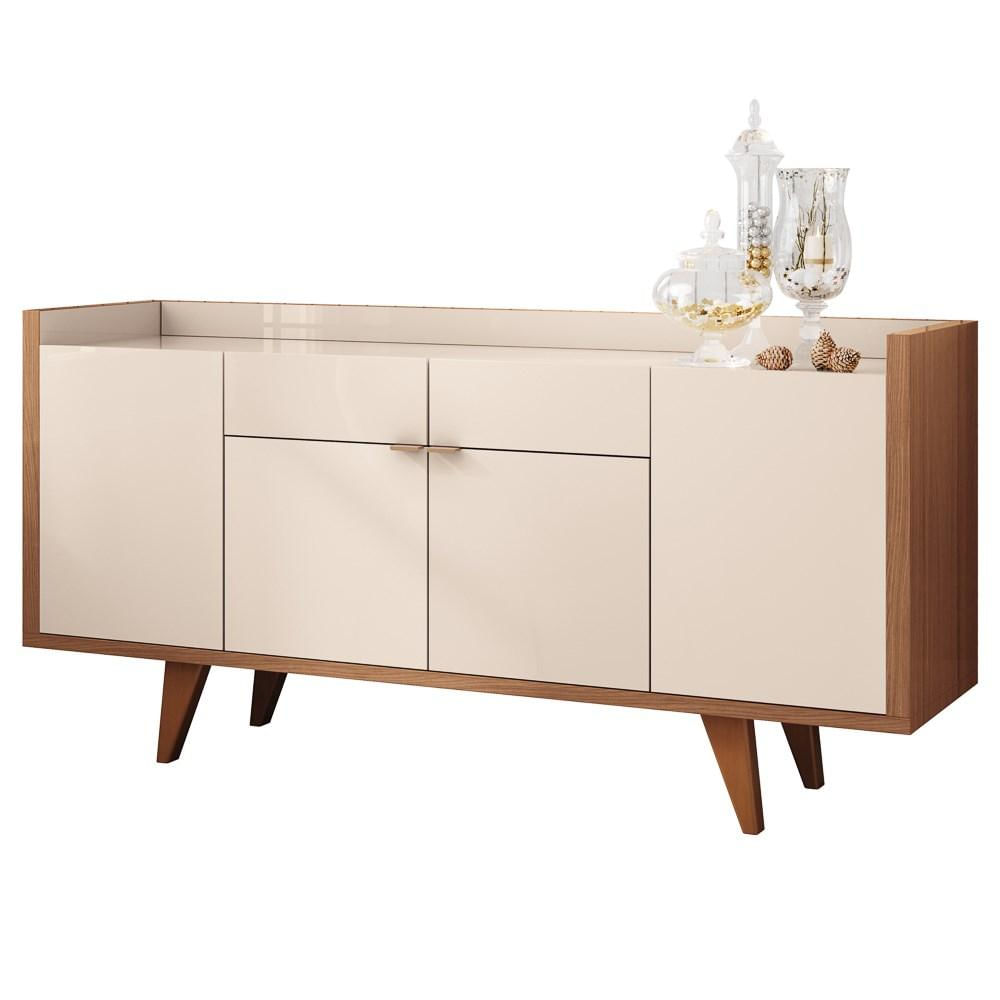 Balcão Aparador Buffet 4 Portas Sinfonia H01 Off White/Nature - Mpozenato