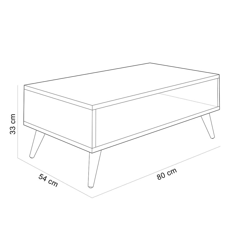 Mesa de Centro Para Sala de Estar Pés Palito Cannes L03 Cinza - Lyam Decor