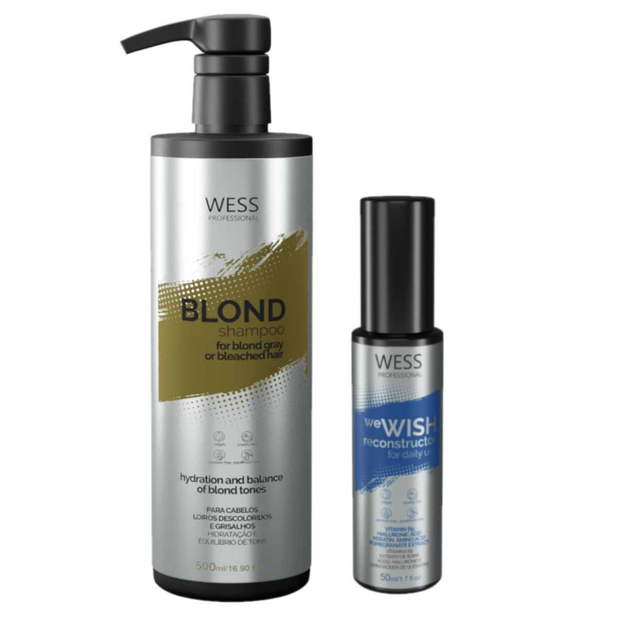 Kit Wess Blond Shampoo 500ml + We Wish Reconstrutor 50ml