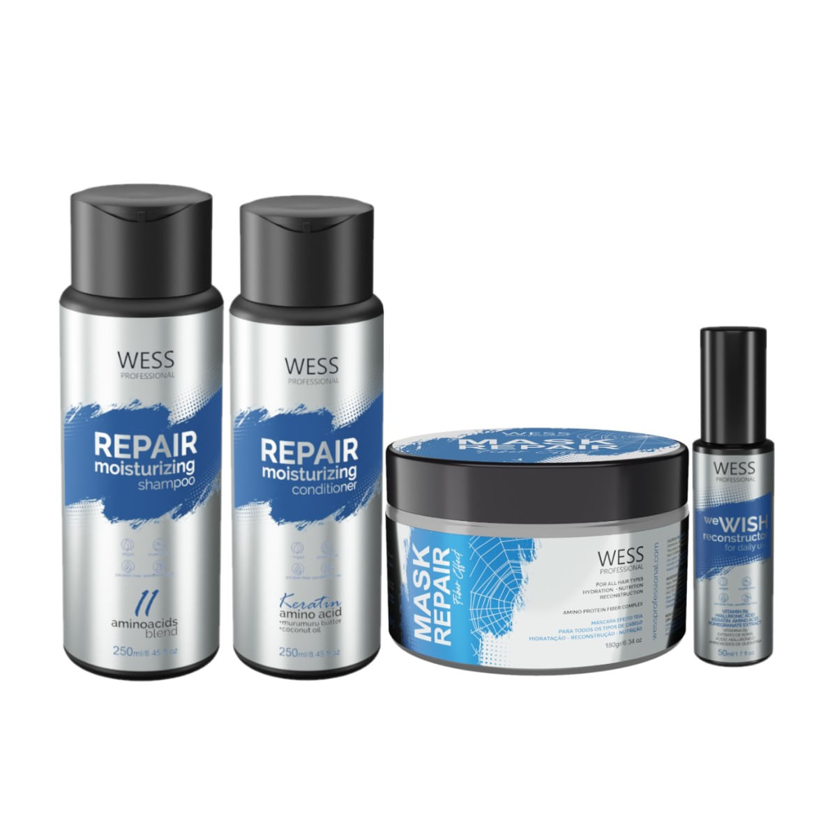 Kit Wess Repair SH 250ml+Cond 250ml+Mask 180g+WeWish 50ml