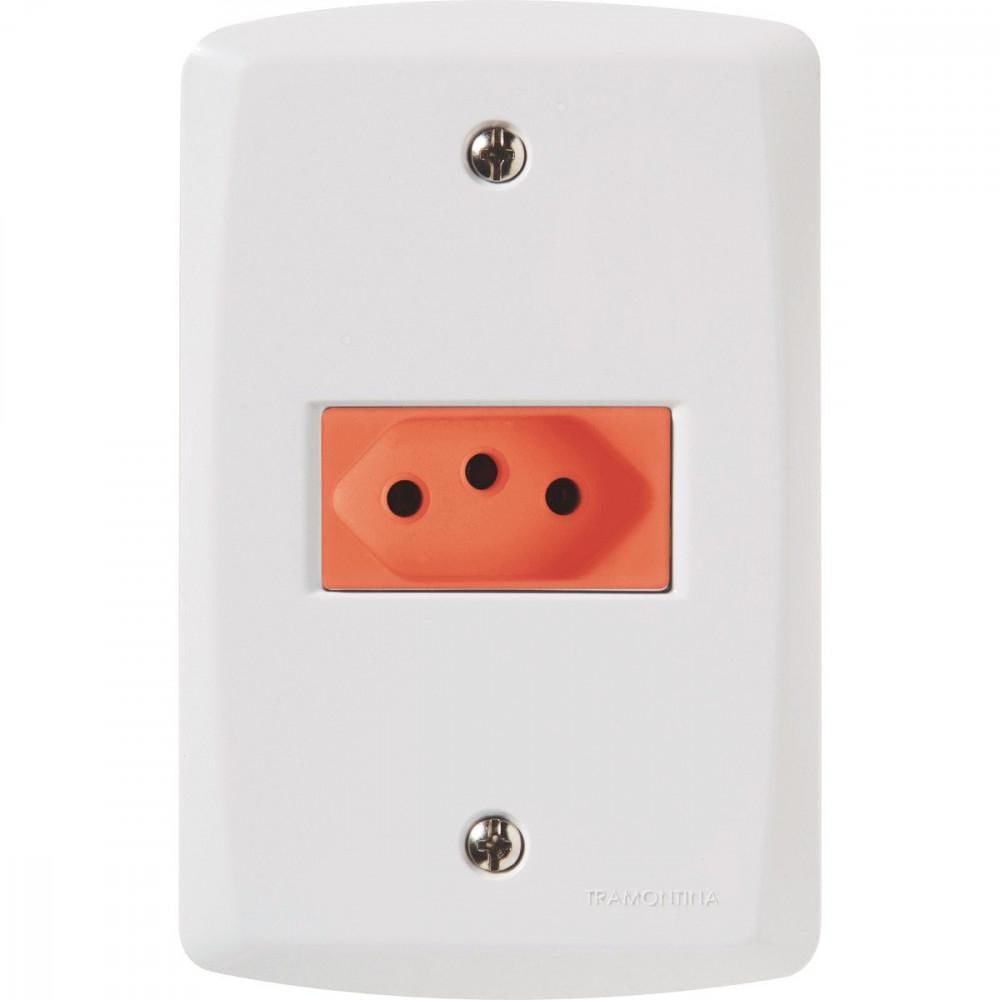 Conjunto 4x2 com 1 Tomada 2P+T 20 A 250 V Tramontina Lux2 Vermelho e Branco
