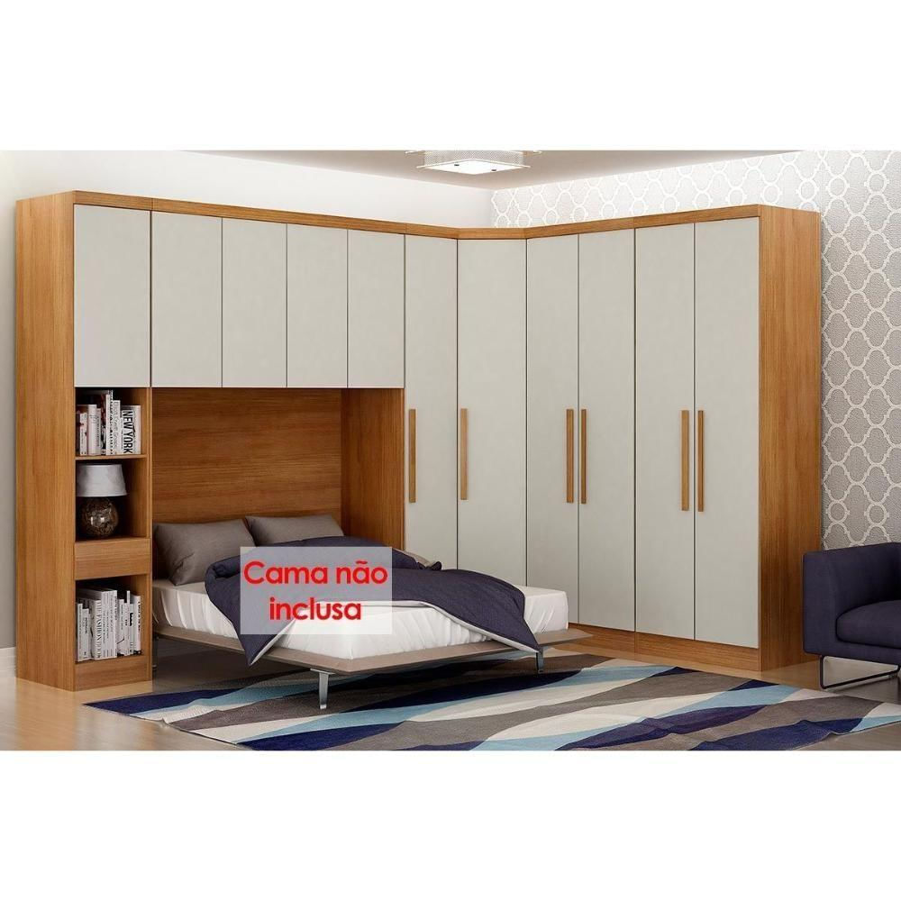 Quarto Casal (1 Armário Ponte + 1 Closet + 3 Guarda Roupas + 1 Complemento) Freijo Cumaru C- Fendi