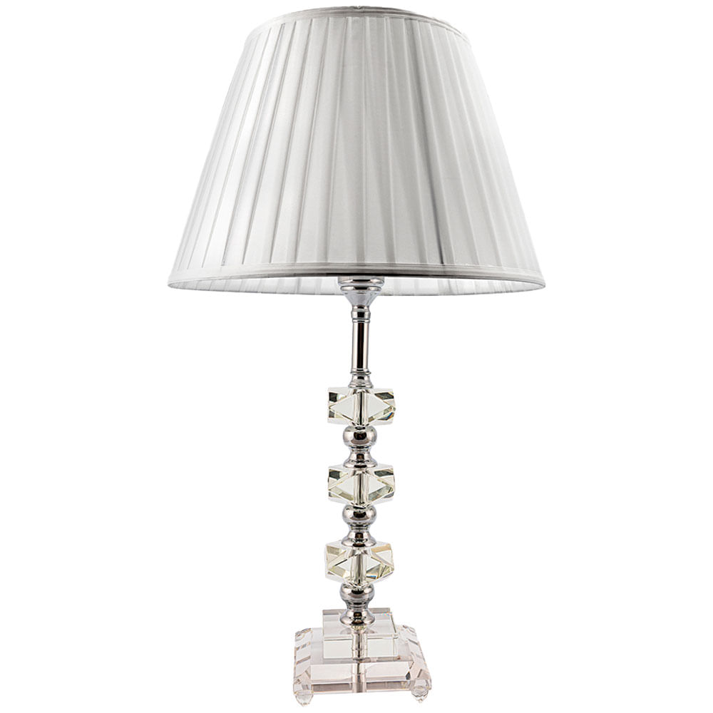 Abajur de Mesa Cristal Decorativo Sala Quarto Hall Escritório Cúpula Branca Lâmpada Led Luxo 60cm