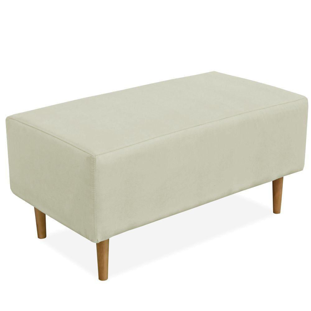 Puff Decorativo Sala de Estar Cléo W01 Pés Palito 90 cm Suede Bege - Lyam Decor