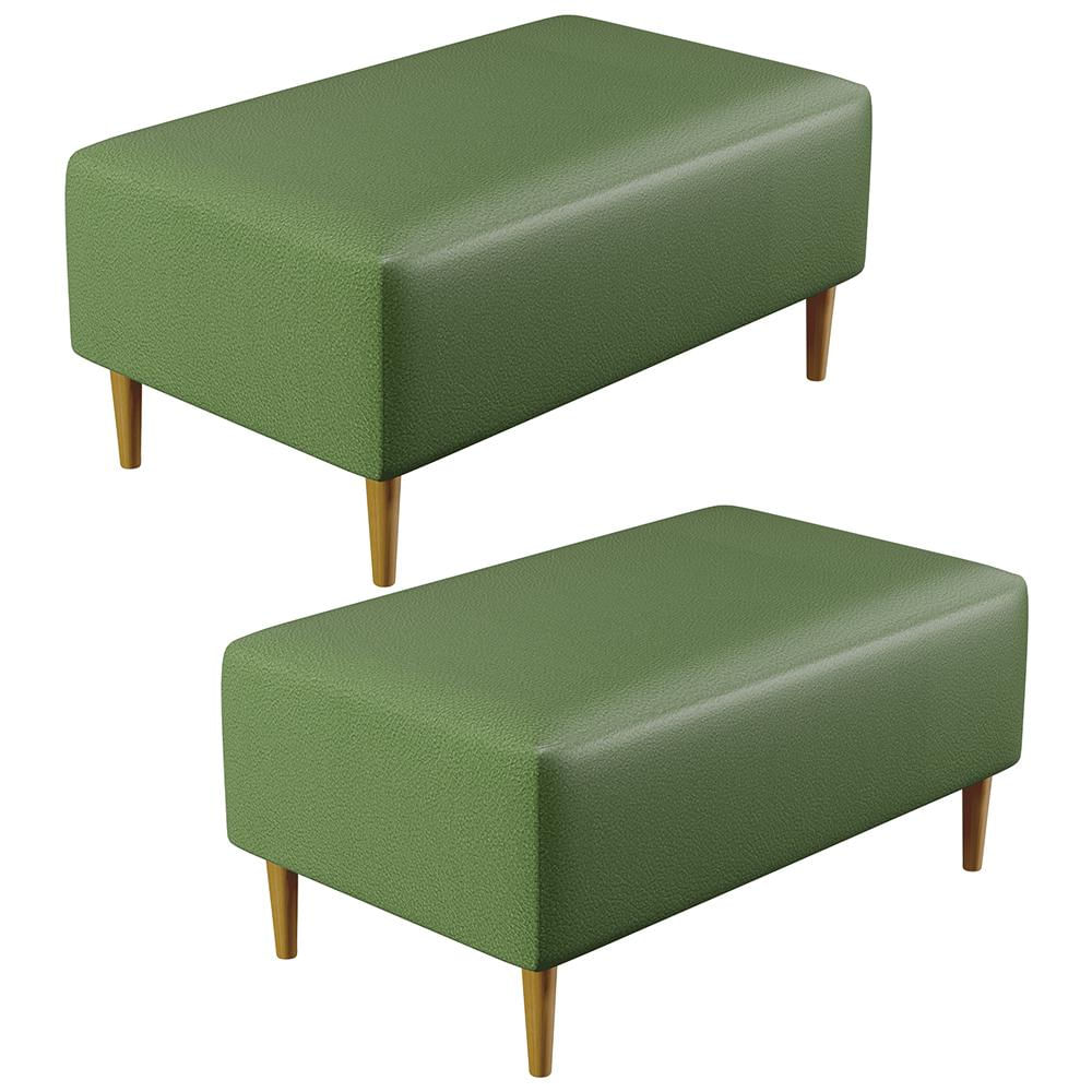 Kit 02 Puffs Decorativos Sala de Estar Cléo W01 Pés Palito 90 cm Facto Verde Musgo - Lyam Decor