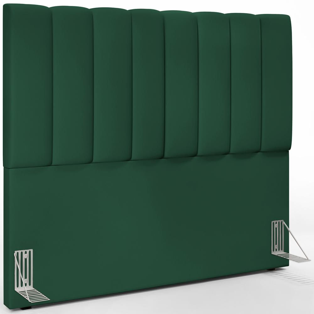 Cabeceira Cama Box Casal 140 cm Dália W01 Suede Verde Musgo - Lyam Decor