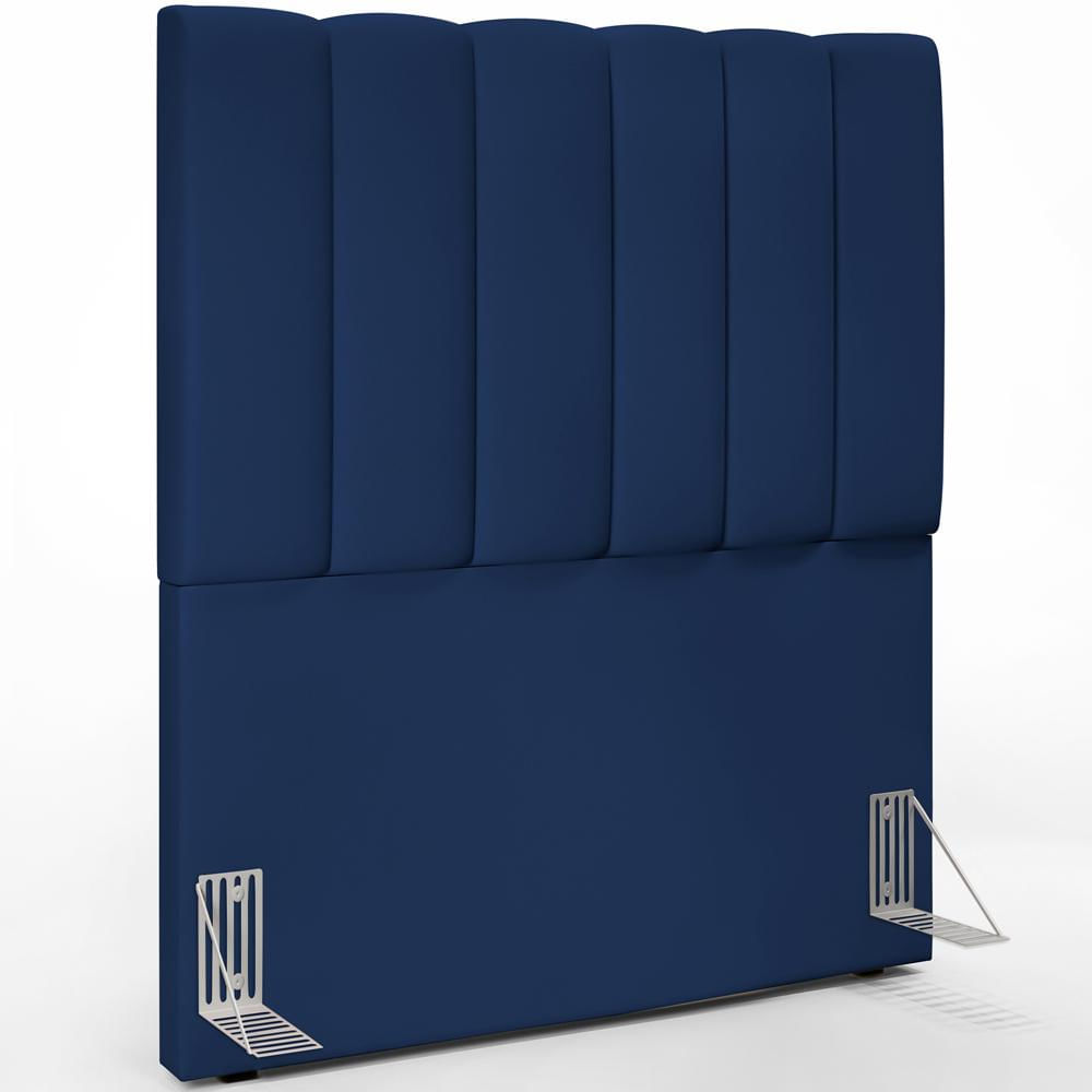 Cabeceira Cama Box Solteiro 100 cm Dália W01 Suede Azul Marinho - Lyam Decor