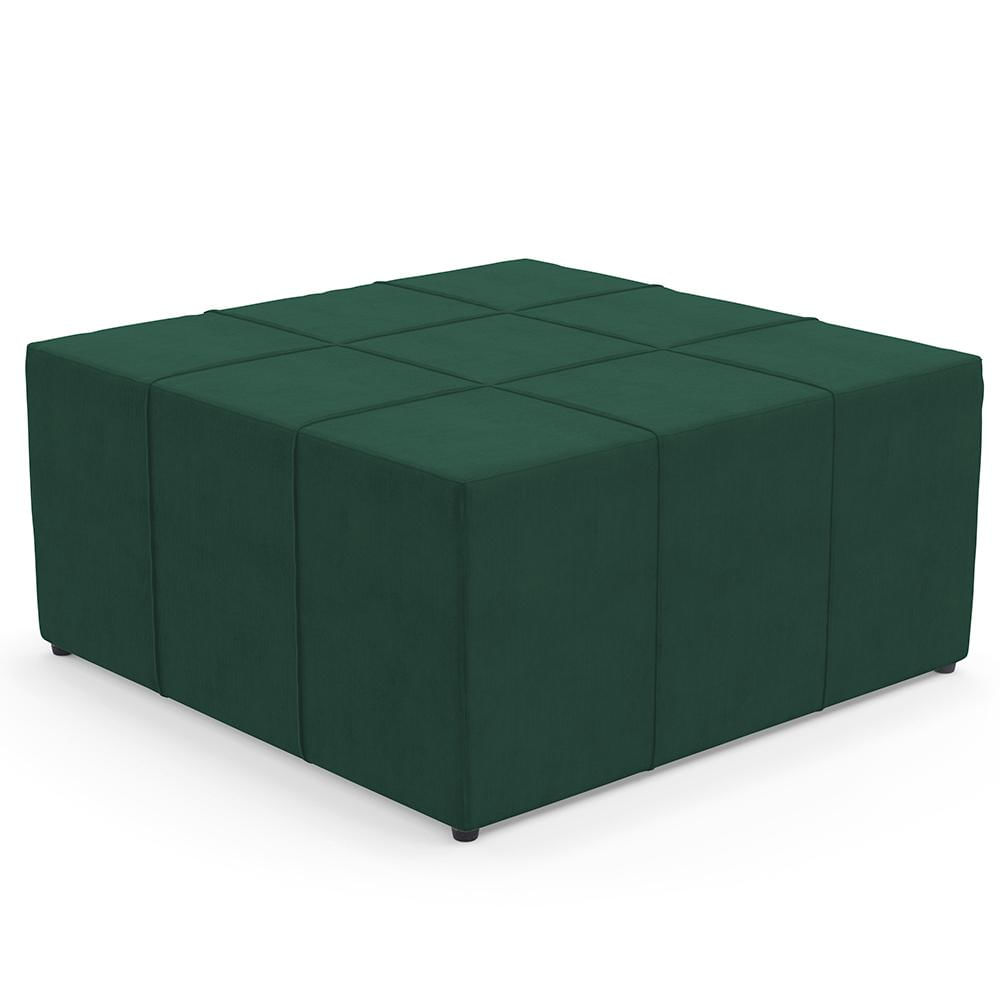 Puff Decorativo Para Sala de Estar Quadrado Milano 90x90cm W01 Suede Verde Musgo - Lyam Decor