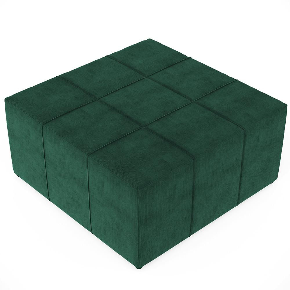 Puff Decorativo Para Sala de Estar Quadrado Milano 90x90cm W01 Suede Verde Musgo - Lyam Decor