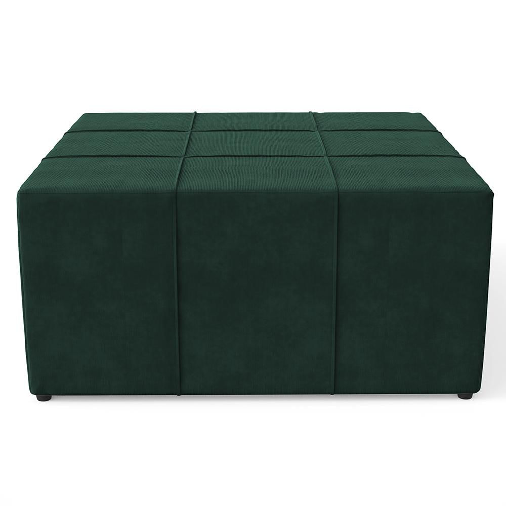 Puff Decorativo Para Sala de Estar Quadrado Milano 90x90cm W01 Suede Verde Musgo - Lyam Decor