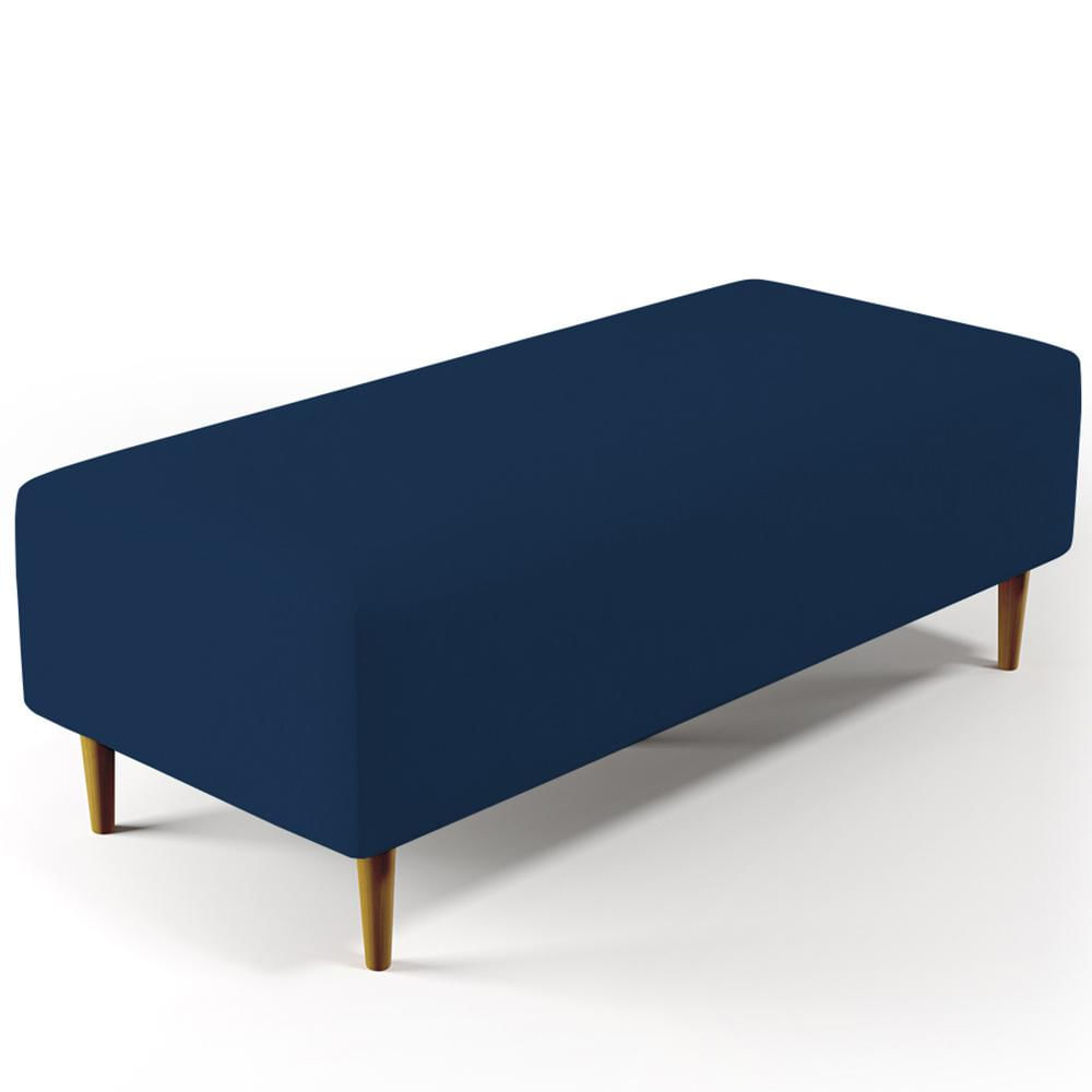 Puff Decorativo Sala de Estar Bali W01 Pés Palito 120x50 cm Suede Azul Marinho - Lyam Decor