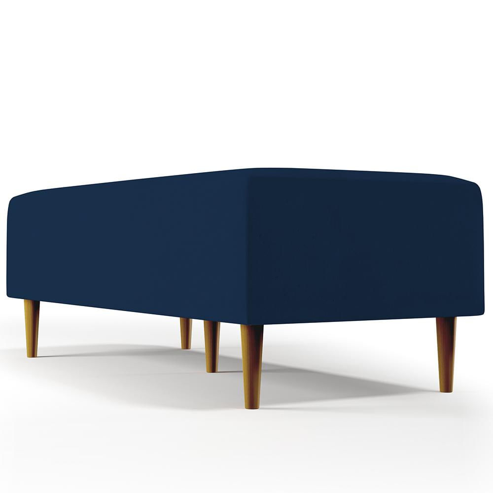 Puff Decorativo Sala de Estar Bali W01 Pés Palito 120x50 cm Suede Azul Marinho - Lyam Decor