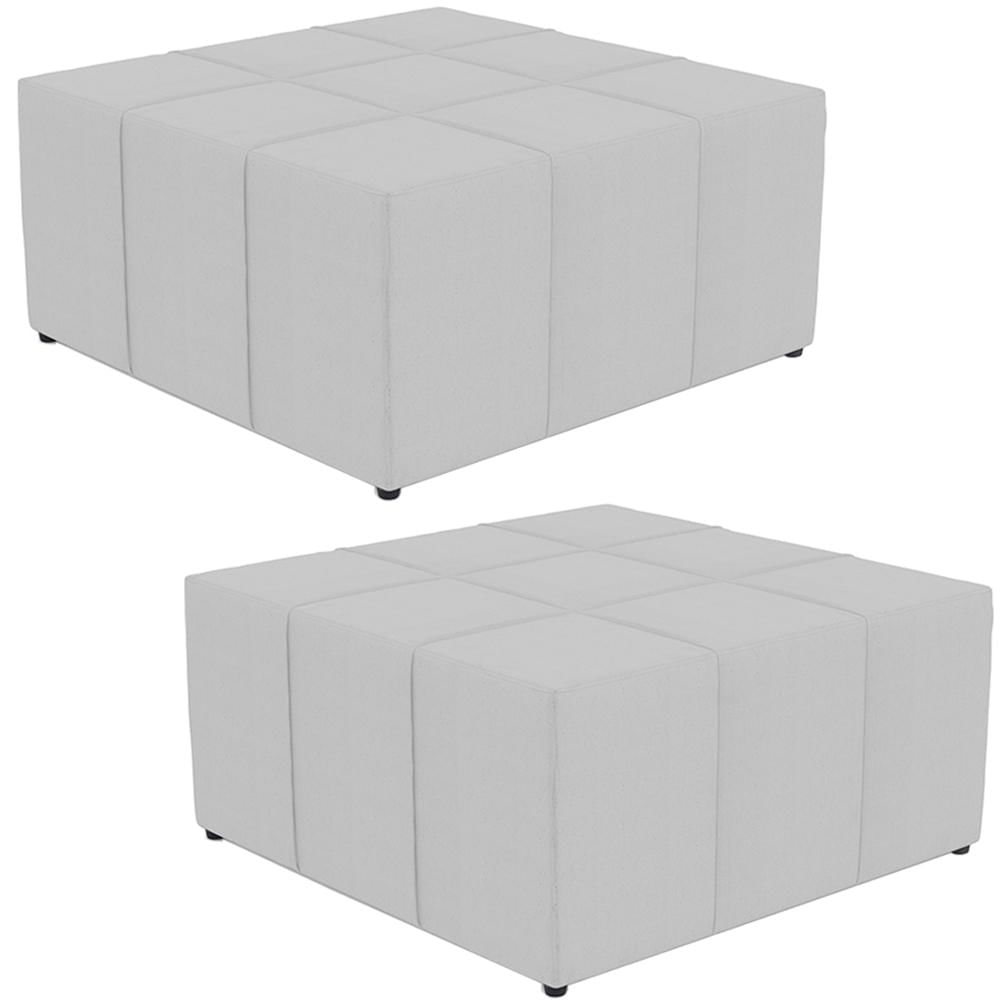 Kit 02 Puffs Decorativos Para Sala de Estar Quadrado Milano 90x90cm W01 Linho Cinza - Lyam Decor