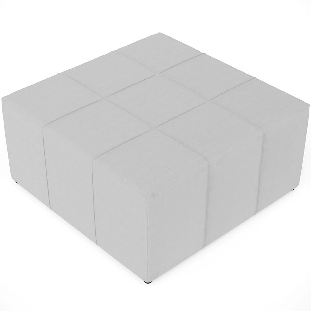 Kit 02 Puffs Decorativos Para Sala de Estar Quadrado Milano 90x90cm W01 Linho Cinza - Lyam Decor