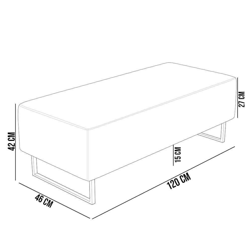 Kit 02 Puffs Decorativo Sala de Estar Bali W01 Base Ferro 120x50 cm Couríssimo Whisky - Lyam Decor