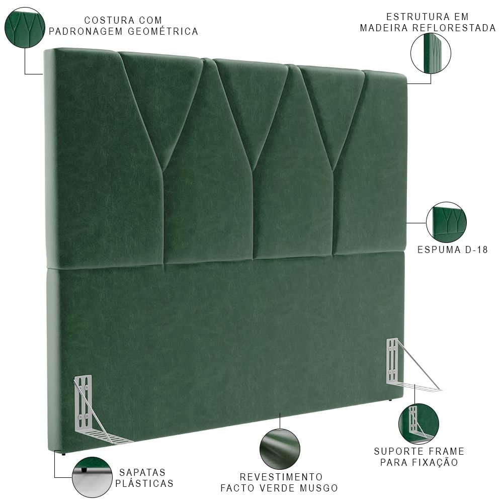 Cabeceira Cama Box Casal King 195 cm Aurora W01 Facto Verde Musgo - Lyam Decor