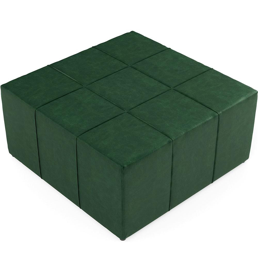 Puff Decorativo Para Sala de Estar Quadrado Milano 90x90cm W01 Facto Verde Musgo - Lyam Decor