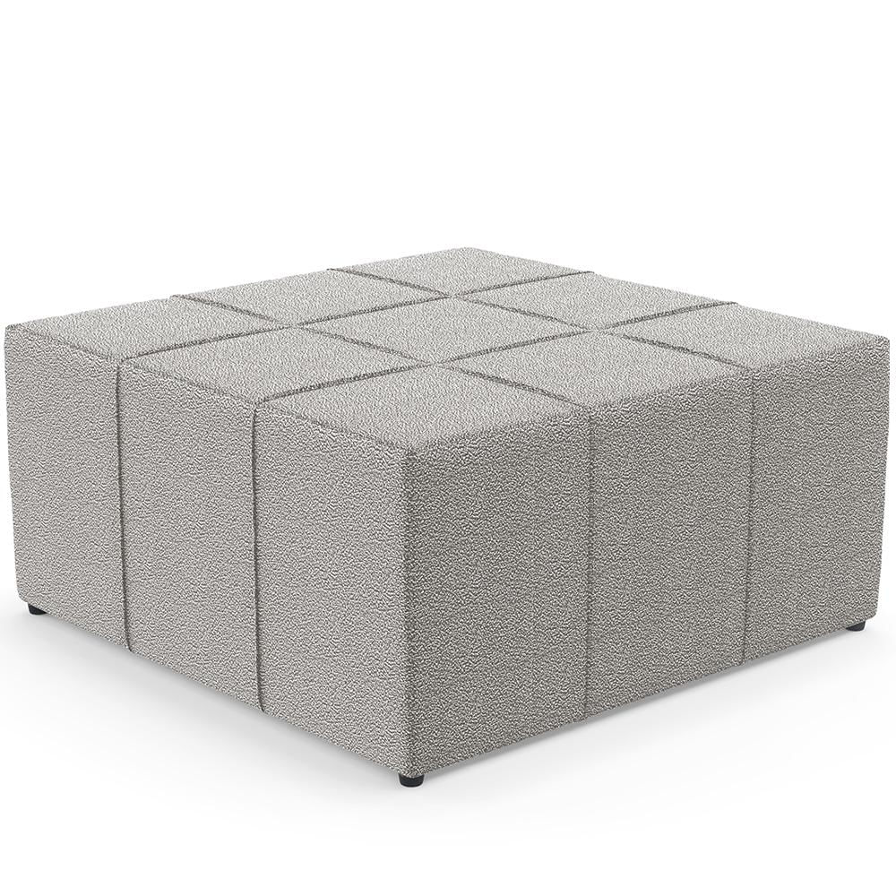 Kit 02 Puffs Decorativos Para Sala De Estar Quadrado Milano 90x90 W01 Bouclê Creme - Lyam Decor