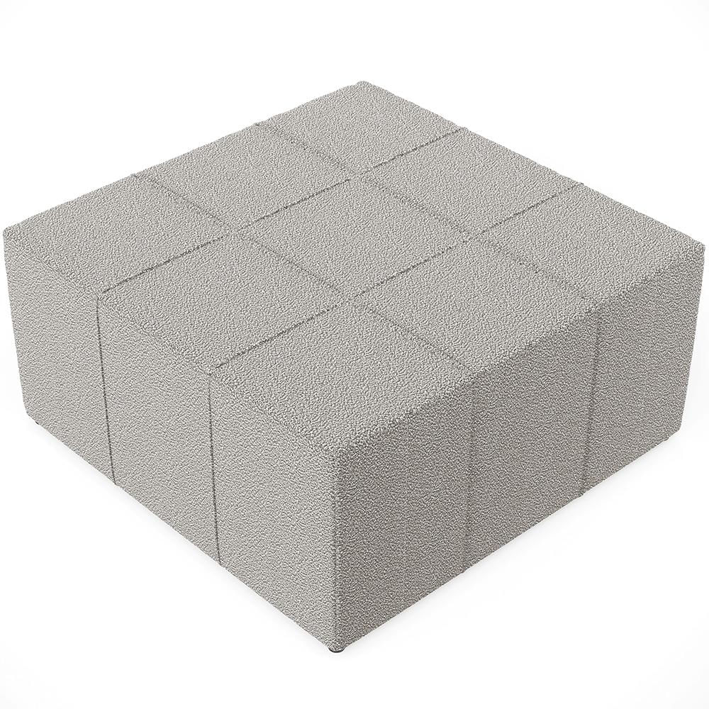 Kit 02 Puffs Decorativos Para Sala De Estar Quadrado Milano 90x90 W01 Bouclê Creme - Lyam Decor