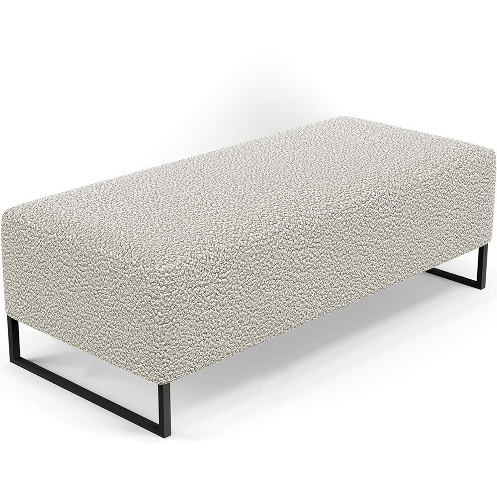 Puff Decorativo Sala de Estar Bali W01 Base Ferro 120x50 cm Bouclê Creme - Lyam Decor